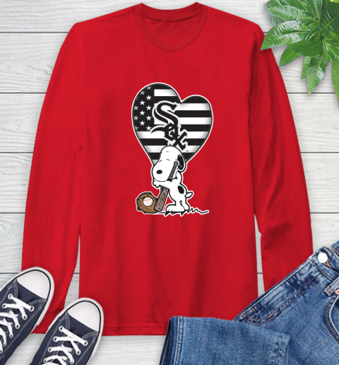 Chicago White Sox MLB Baseball The Peanuts Movie Adorable Snoopy Long Sleeve T-Shirt 10