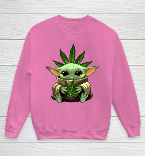 Baby Yoda Hug Marijuana Canabis Youth Sweatshirt 7