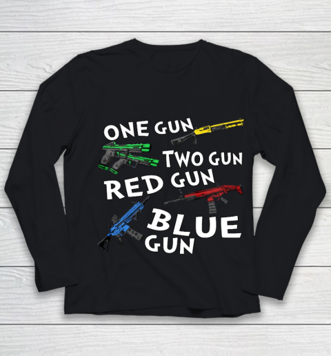 One Gun Two Gun Red Gun Blue Gun Youth Long Sleeve