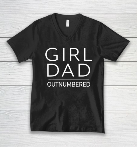 Outnumbered Dad Of Girls Shirt Fathers Day for Girl Dad V-Neck T-Shirt