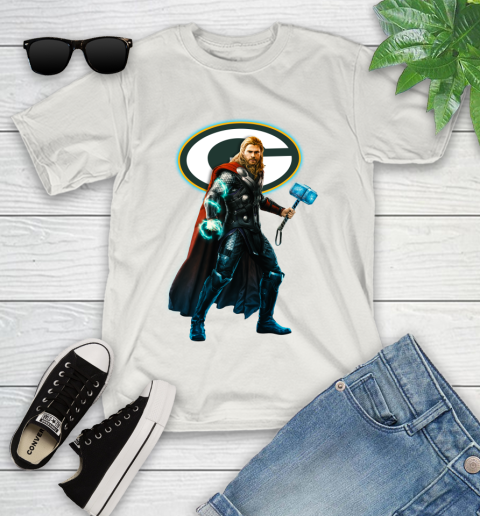 NFL Thor Avengers Endgame Football Green Bay Packers Youth T-Shirt 12