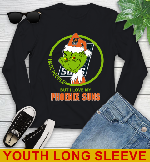 Phoenix Suns NBA Christmas Grinch I Hate People But I Love My Favorite Basketball Team Youth Long Sleeve 2