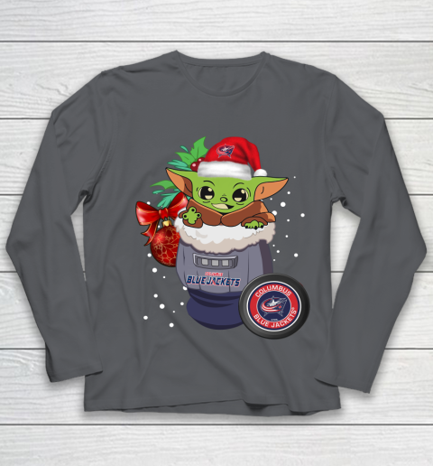 Columbus Blue Jackets Christmas Baby Yoda Star Wars Funny Happy NHL Youth Long Sleeve 8