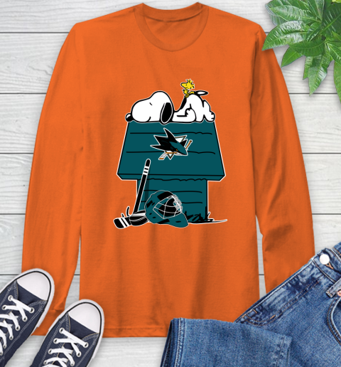 San Jose Sharks NHL Hockey Snoopy Woodstock The Peanuts Movie Long Sleeve T-Shirt 5