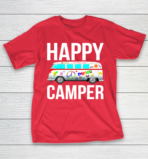 Happy Camper Camping Van Peace Sign Hippies 1970s Campers T-Shirt 19