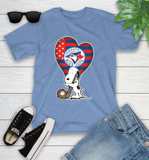 Toronto Blue Jays MLB Baseball The Peanuts Movie Adorable Snoopy Youth T-Shirt 11
