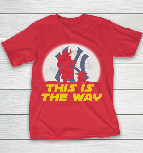 New York Yankees MLB Baseball Star Wars Yoda And Mandalorian This Is The Way Youth T-Shirt 7