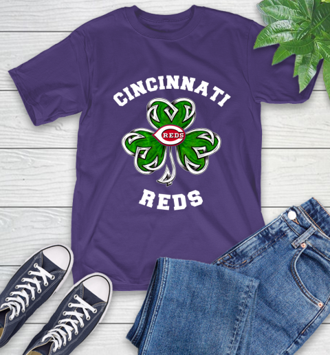 MLB Cincinnati Reds Three Leaf Clover St Patrick's Day Baseball Sports T-Shirt 5