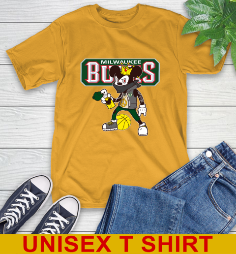 Milwaukee Bucks NBA Basketball Mickey Peace Sign Sports T-Shirt 3