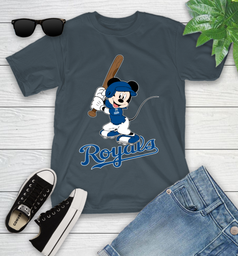 MLB Baseball Kansas City Royals Cheerful Mickey Mouse Shirt Youth T-Shirt 8
