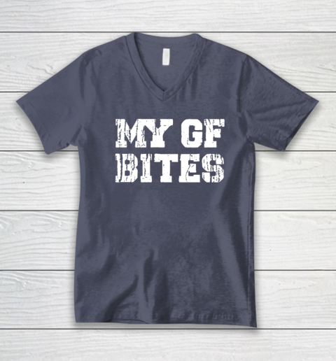 My Gf Bites V-Neck T-Shirt 6