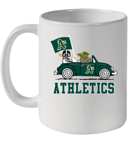 MLB Baseball Oakland Athletics Darth Vader Baby Yoda Driving Star Wars Shirt Ceramic Mug 11oz