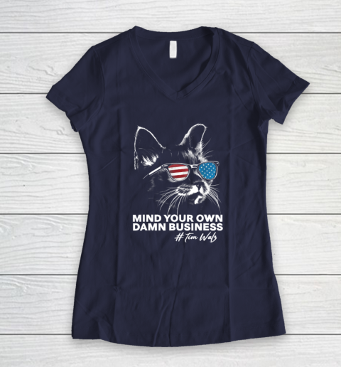 Mind Your Own Damn Business Harris Waltz Cat Lady Women's V-Neck T-Shirt 7