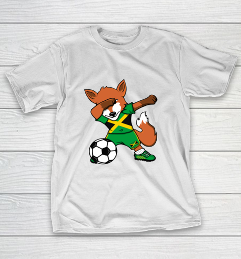 Dabbing Fox Jamaica Soccer Fans Jersey Jamaican Football Fan T-Shirt