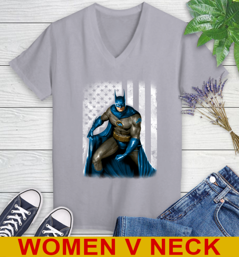 Detroit Lions NFL Football Batman DC American Flag Shirt Women's V-Neck T-Shirt 4