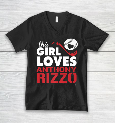 Anthony Rizzo Tshirt This Girl Loves Rizzo Baseball V-Neck T-Shirt