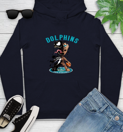 NFL Miami Dolphins Football Venom Groot Guardians Of The Galaxy Youth Hoodie 4