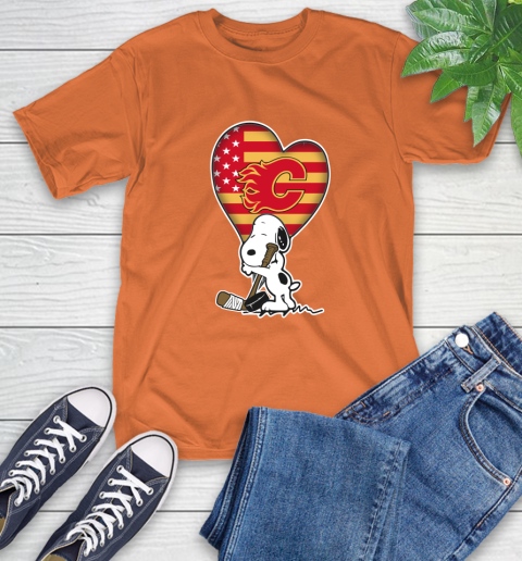 Calgary Flames NHL Hockey The Peanuts Movie Adorable Snoopy T-Shirt 5