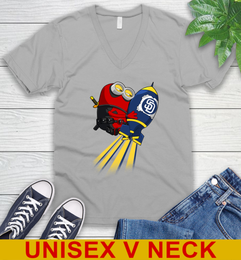 MLB Baseball San Diego Padres Deadpool Minion Marvel Shirt V-Neck T-Shirt 3