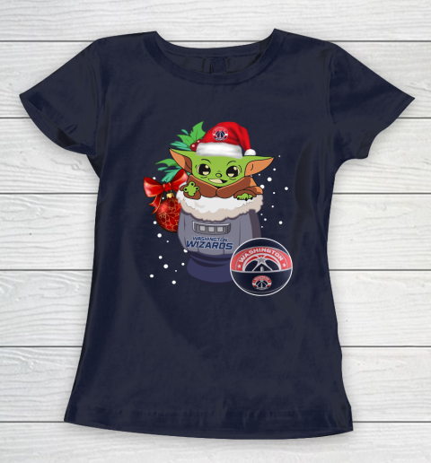 Washington Wizards Christmas Baby Yoda Star Wars Funny Happy NBA Women's T-Shirt 4