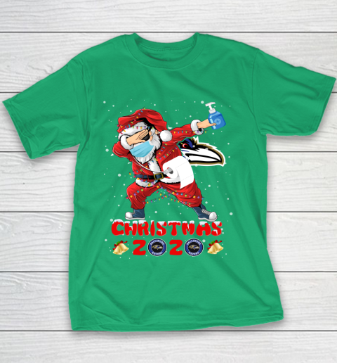 Baltimore Ravens Funny Santa Claus Dabbing Christmas 2020 NFL Youth T-Shirt 3