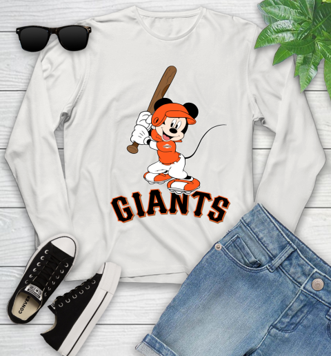 MLB Baseball San Francisco Giants Cheerful Mickey Mouse Shirt Youth Long Sleeve 12
