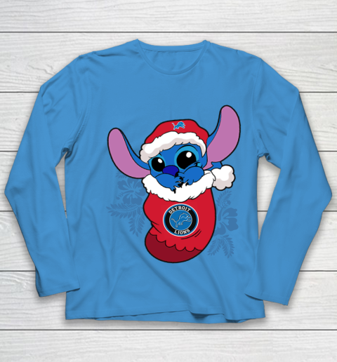Detroit Lions Christmas Stitch In The Sock Funny Disney NFL Youth Long Sleeve 7