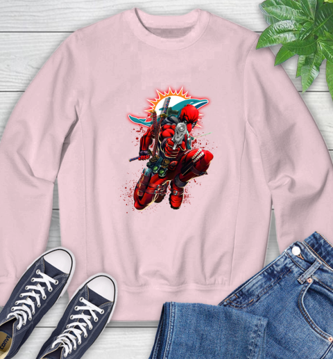 NFL Deadpool Marvel Comics Sports Football Miami Dolphins Sweatshirt 9