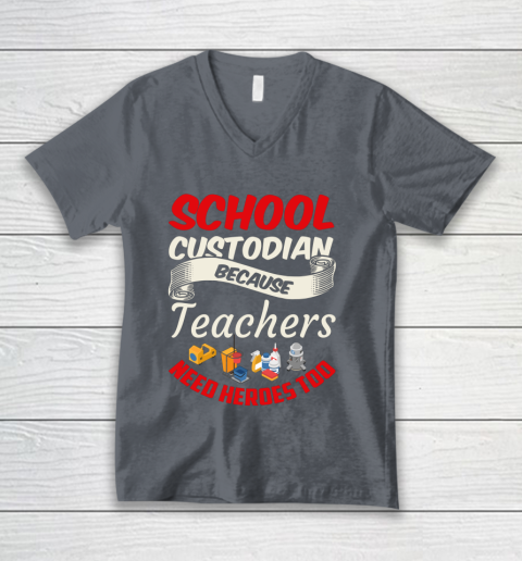 School Custodian Shirt Jokey Funny Saying Custodian V-Neck T-Shirt 4
