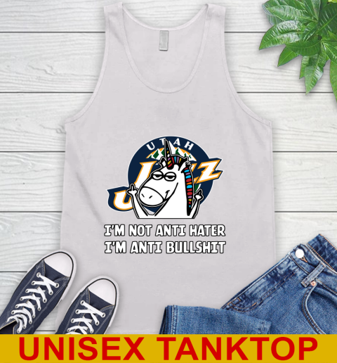 Utah Jazz NBA Basketball Unicorn I'm Not Anti Hater I'm Anti Bullshit Tank Top