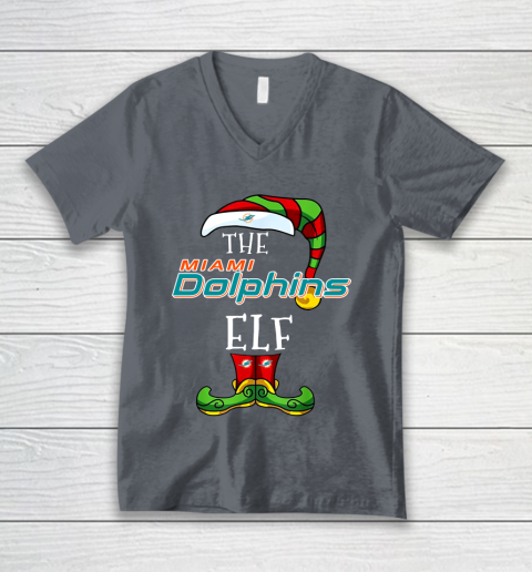 Miami Dolphins Christmas ELF Funny NFL V-Neck T-Shirt 4