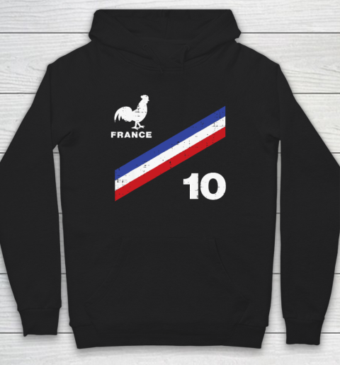France Flag Rooster Number 10 Soccer Fan Hoodie