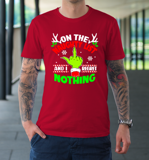 Funny On The List Of Naughty And I Regret Nothing Christmas T-Shirt 8