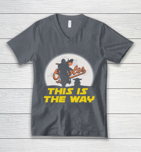 Baltimore Orioles MLB Baseball Star Wars Yoda And Mandalorian This Is The Way V-Neck T-Shirt 5 Baltimore Orioles MLB Baseball Star Wars Yoda And Mandalorian This Is The Way V-Neck T-Shirt - Image 5