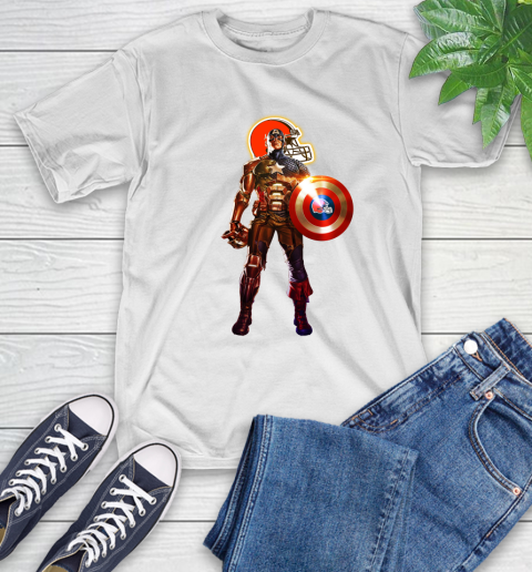 NFL Captain America Marvel Avengers Endgame Football Sports Cleveland Browns T-Shirt