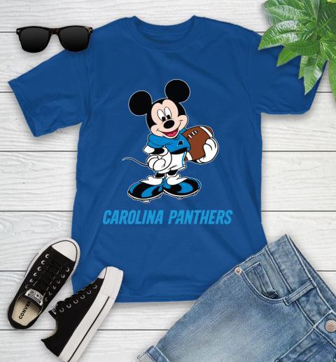 NFL Football Carolina Panthers Cheerful Mickey Mouse Shirt Youth T-Shirt 9