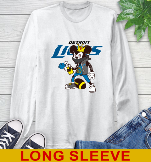 Detroit Lions NFL Football Mickey Peace Sign Sports Long Sleeve T-Shirt