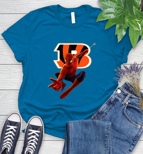 NFL Spider Man Avengers Endgame Football Cincinnati Bengals Women's T-Shirt 7