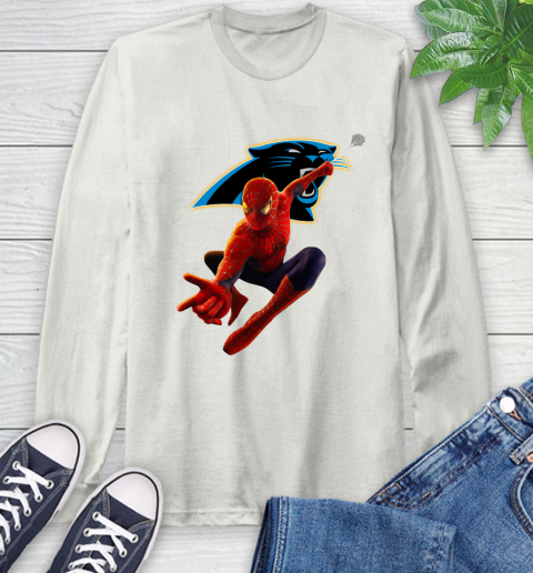 NFL Spider Man Avengers Endgame Football Carolina Panthers Long Sleeve T-Shirt 12
