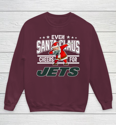 New York Jets Even Santa Claus Cheers For Christmas NFL Youth Sweatshirt 4