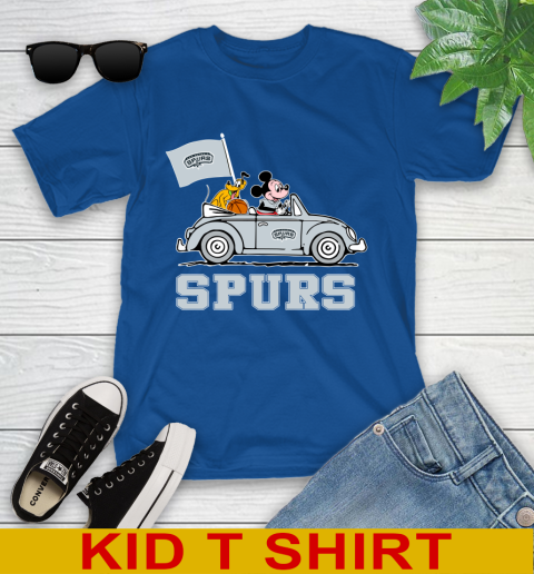NBA Basketball San Antonio Spurs Pluto Mickey Driving Disney Shirt Youth T-Shirt 9