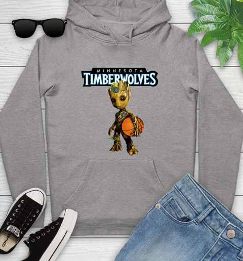 Minnesota Timberwolves NBA Basketball Groot Marvel Guardians Of The Galaxy Youth Hoodie 6