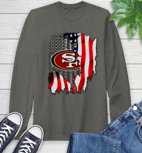 San Francisco 49ers NFL Football American Flag Long Sleeve T-Shirt 9