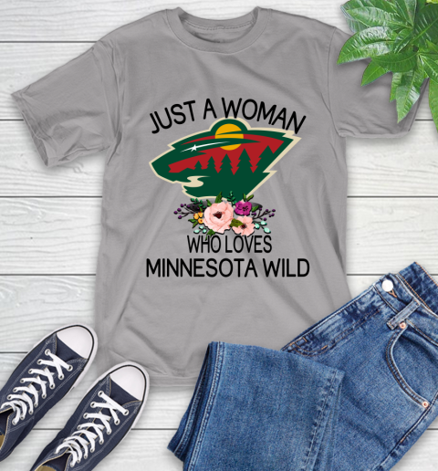 NHL Just A Woman Who Loves Minnesota Wild Hockey Sports T-Shirt 4
