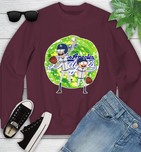 MLB Los Angeles Dodgers Rick And Morty Baseball Sports Youth Sweatshirt 5
