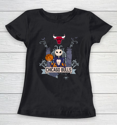 NBA Chicago Bulls Basketball Jack Skellington Halloween Women's T-Shirt