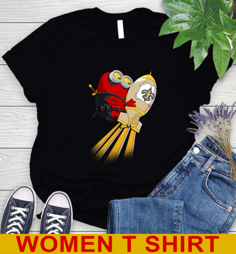NFL Football New Orleans Saints Deadpool Minion Marvel Shirt Women's T-Shirt