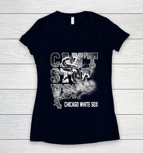 MLB Chicago White Sox Baseball Can't Stop Vs Chicago White Sox Women's V-Neck T-Shirt 2