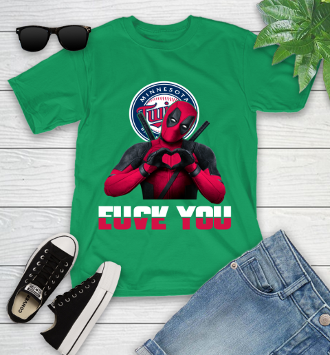 MLB Minnesota Twins Deadpool Love You Fuck You Baseball Sports Youth T-Shirt 8