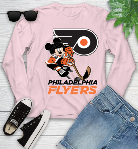 NHL Philadelphia Flyers Mickey Mouse Disney Hockey T Shirt Youth Long Sleeve 10